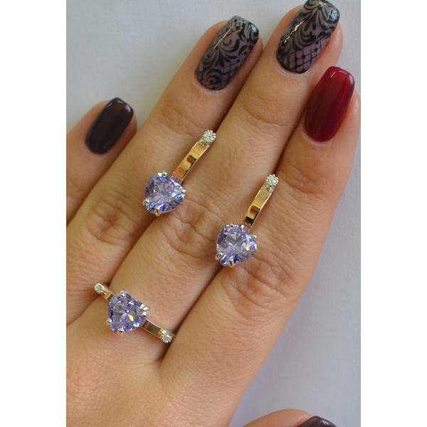 Серебряный гарнитур с золотыми напайками (025)