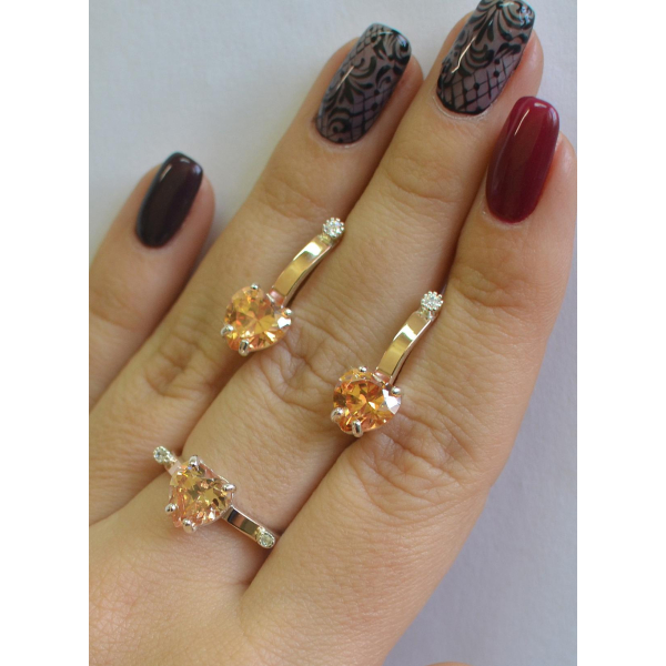 Серебряный гарнитур с золотыми напайками (025)