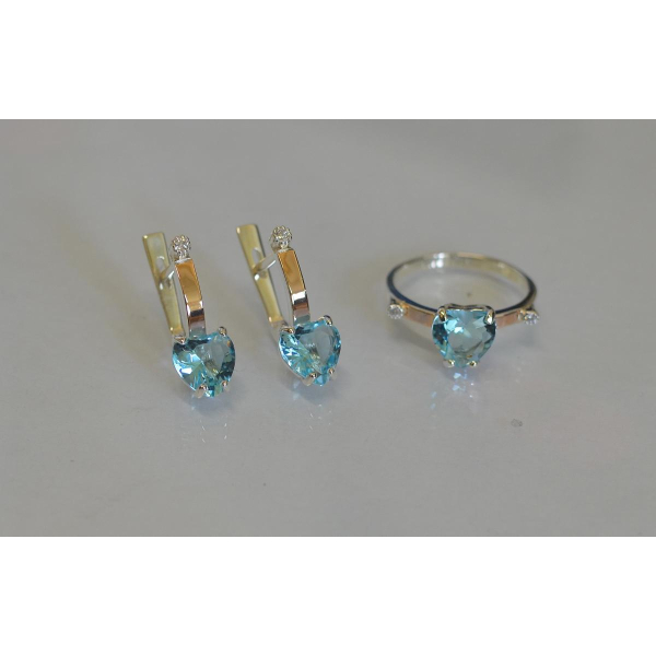 Серебряный гарнитур с золотыми напайками (025)