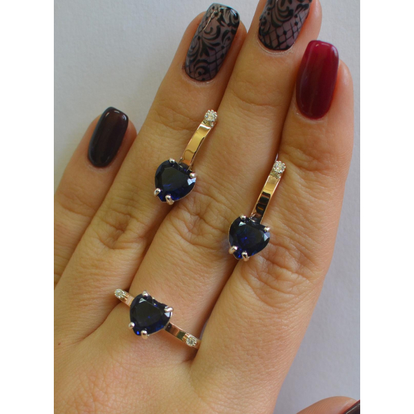 Серебряный гарнитур с золотыми напайками (025)