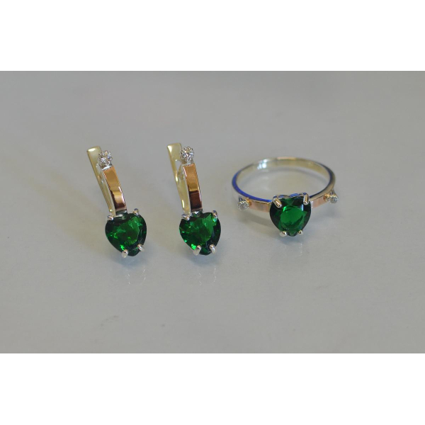 Серебряный гарнитур с золотыми напайками (025)