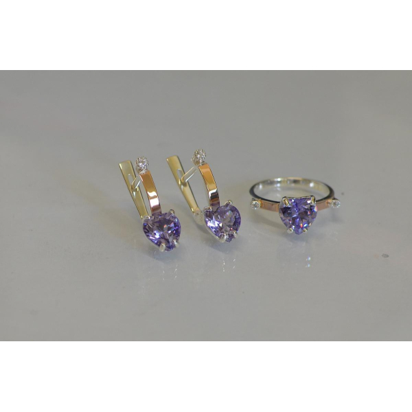 Серебряный гарнитур с золотыми напайками (025)