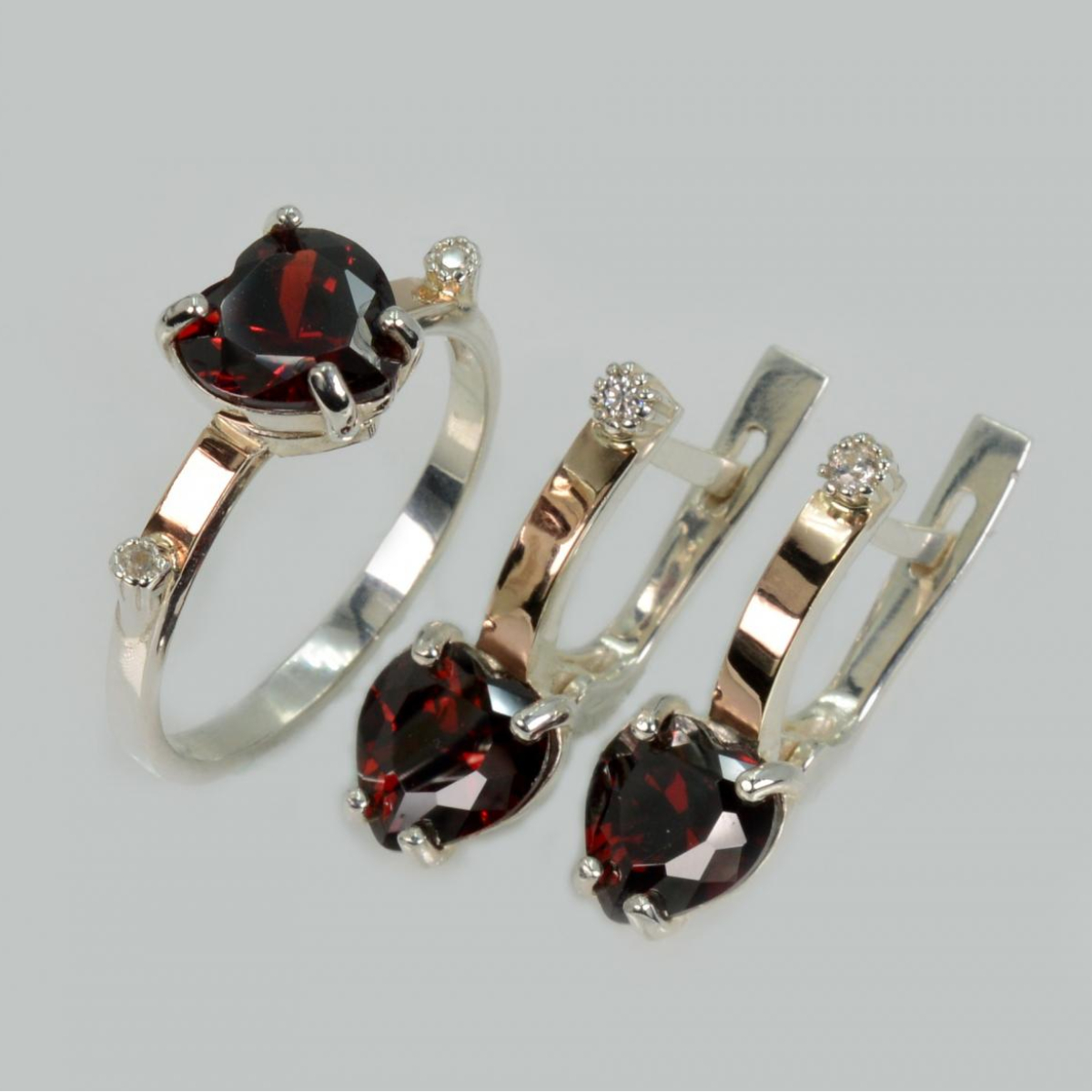 Серебряный гарнитур с золотыми напайками (025)