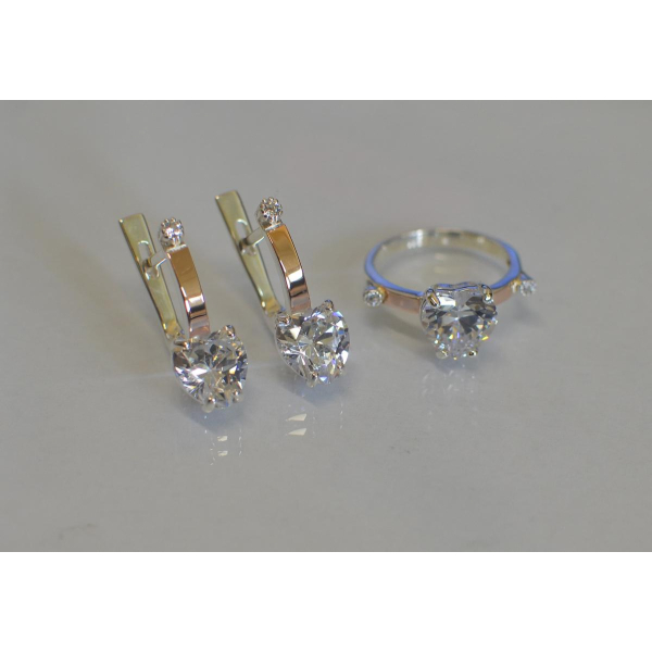 Серебряный гарнитур с золотыми напайками (025)