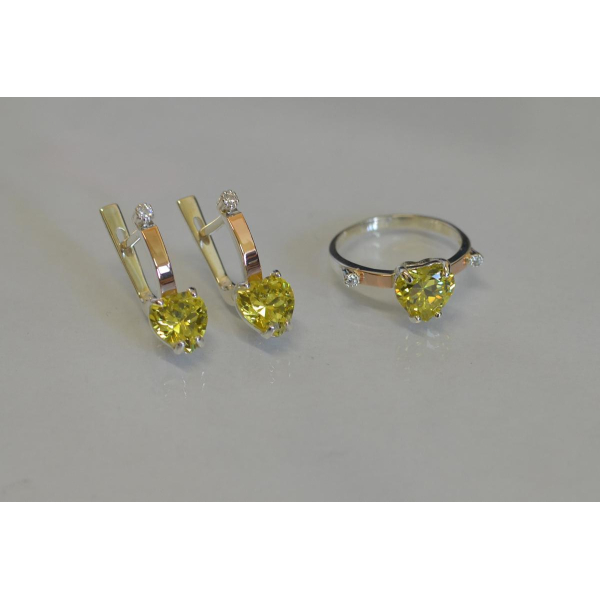 Серебряный гарнитур с золотыми напайками (025)