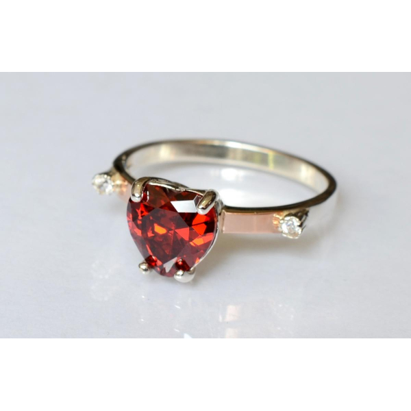 Серебряное кольцо с золотыми напайками (025к)