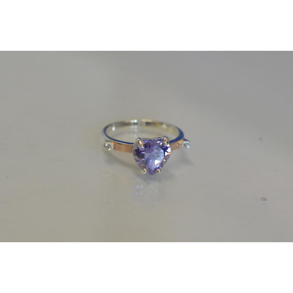 Серебряное кольцо с золотыми напайками (025к)