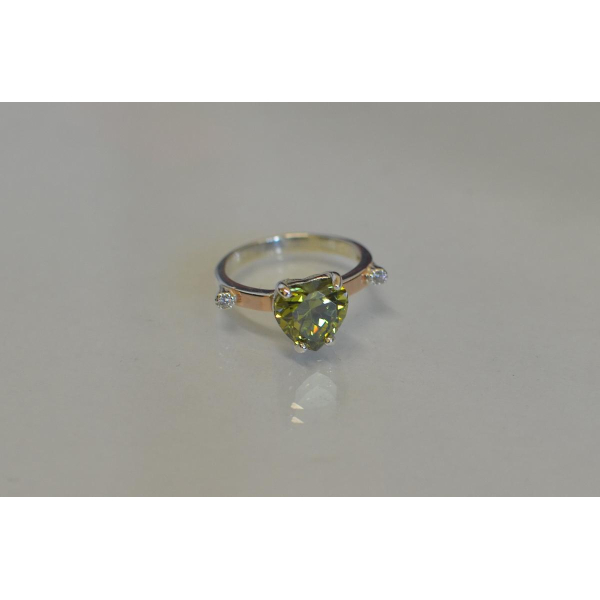 Серебряное кольцо с золотыми напайками (025к)