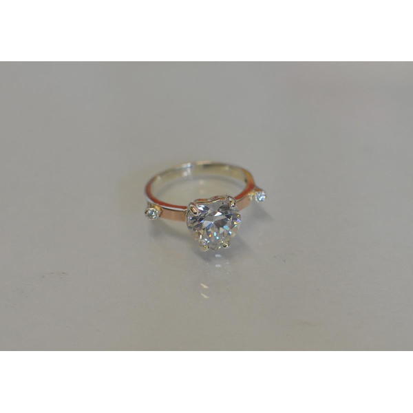 Серебряное кольцо с золотыми напайками (025к)