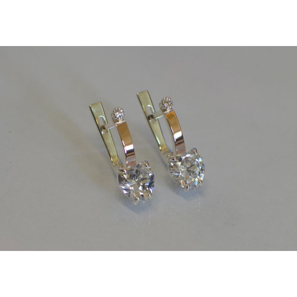 Серебряные серьги с золотыми напайками (025с)