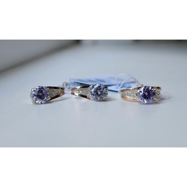 Серебряный комплект с золотыми пластинами (026)