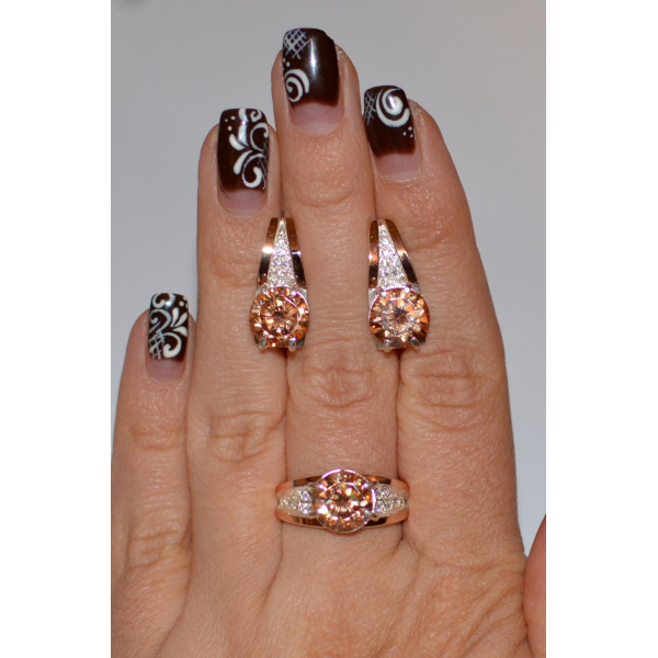 Серебряный комплект с золотыми пластинами (026)