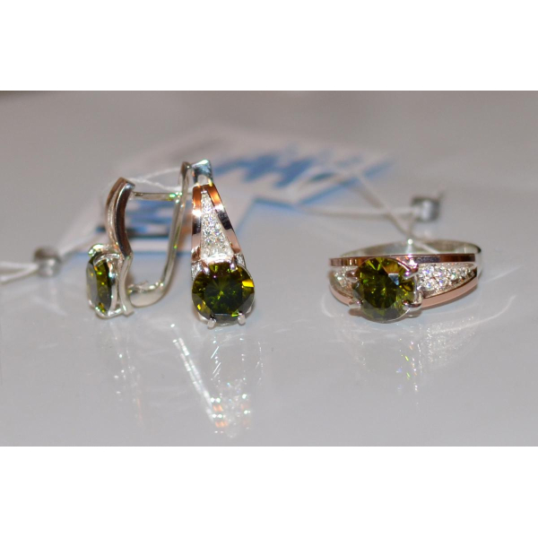 Серебряный комплект с золотыми пластинами (026)