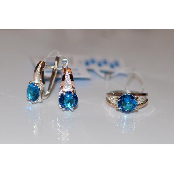 Серебряный комплект с золотыми пластинами (026)