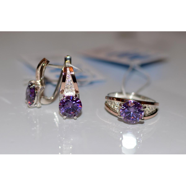 Серебряный комплект с золотыми пластинами (026)