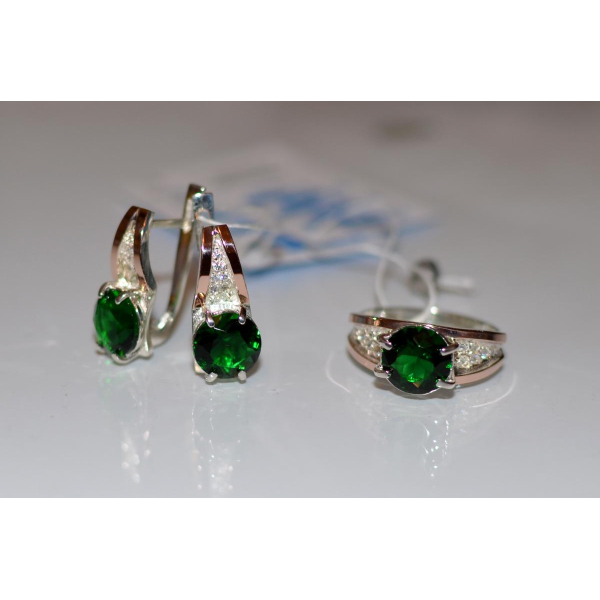 Серебряный комплект с золотыми пластинами (026)