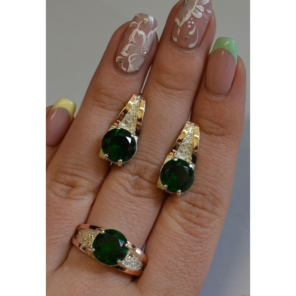 Серебряный комплект с золотыми пластинами (026)