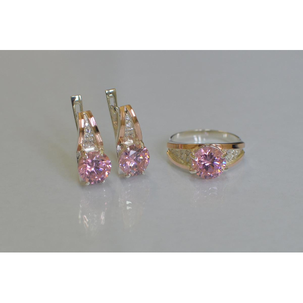 Серебряный комплект с золотыми пластинами (026)