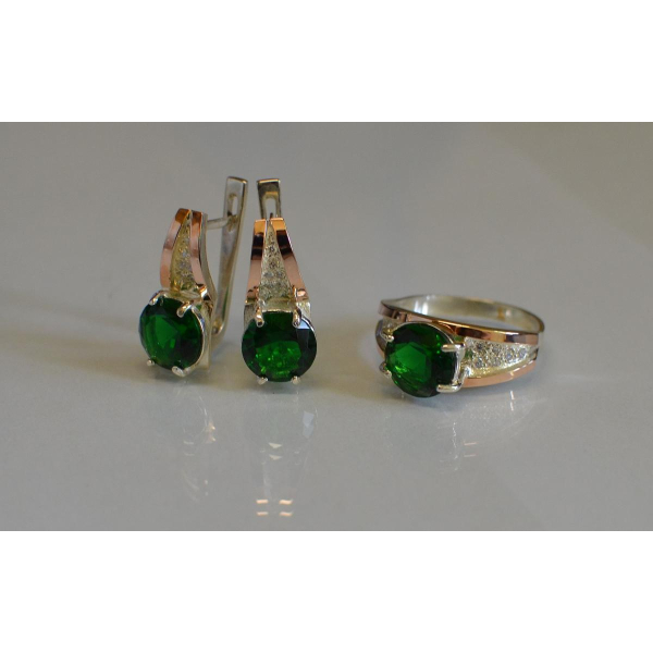 Серебряный комплект с золотыми пластинами (026)