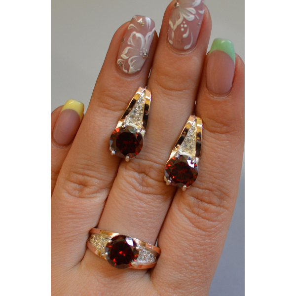 Серебряный комплект с золотыми пластинами (026)