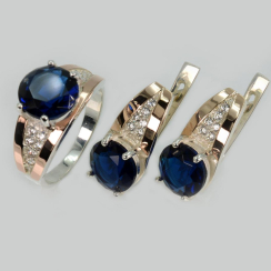 Серебряный комплект с золотыми пластинами