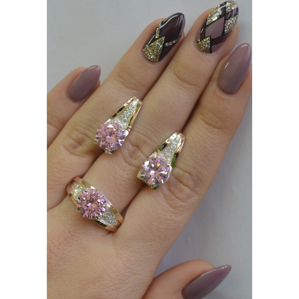 Серебряный комплект с золотыми пластинами (026)