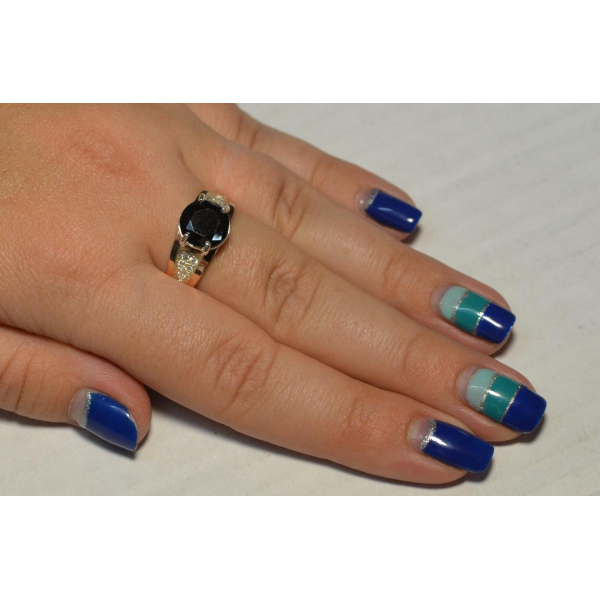 Серебряное кольцо с золотыми пластинами (026к)