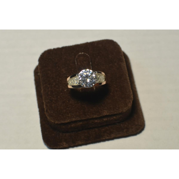 Серебряное кольцо с золотыми пластинами (026к)