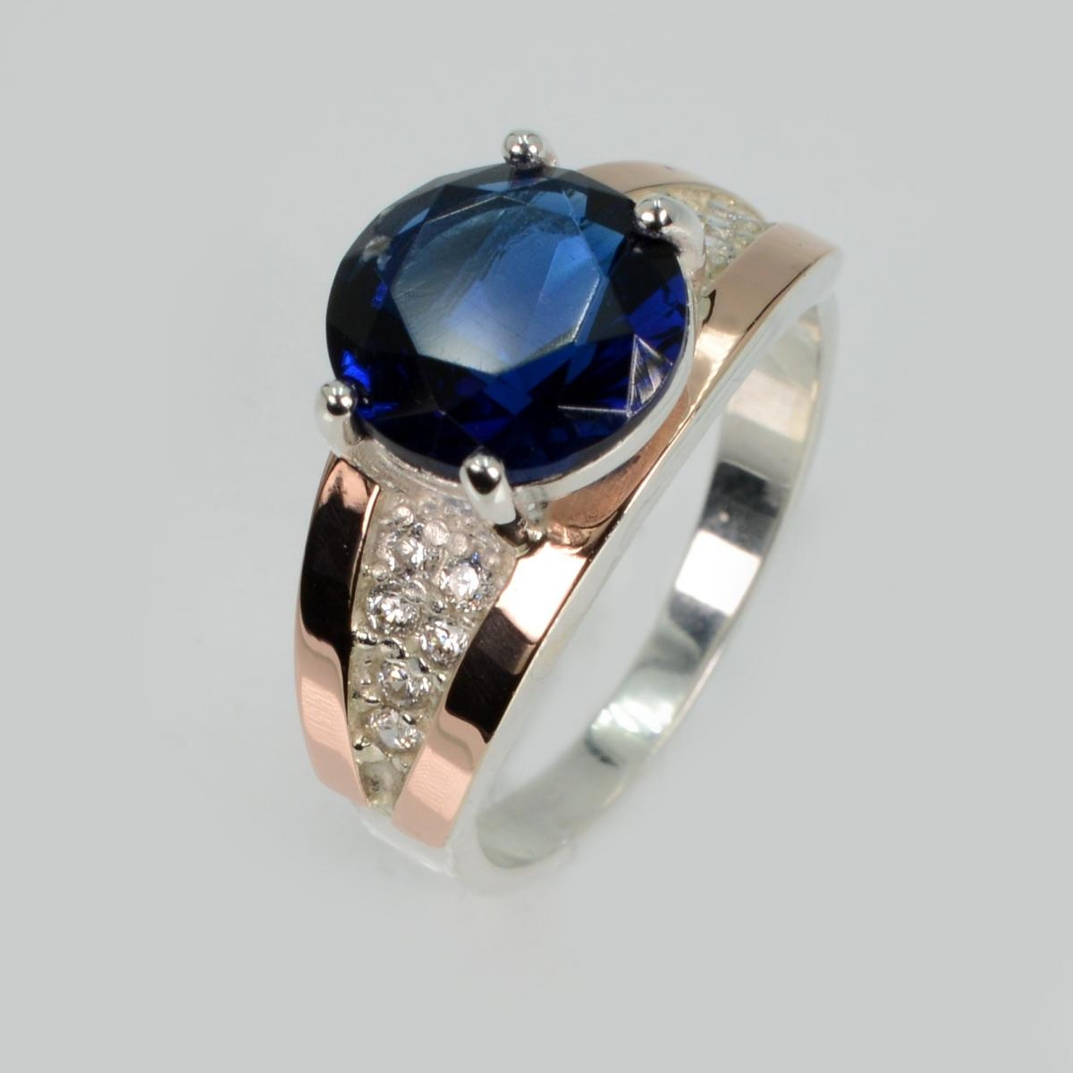 Серебряное кольцо с золотыми пластинами (026к)