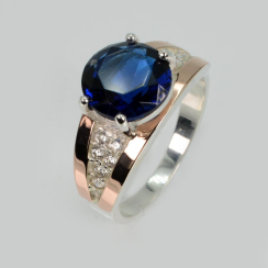 Серебряное кольцо с золотыми пластинами