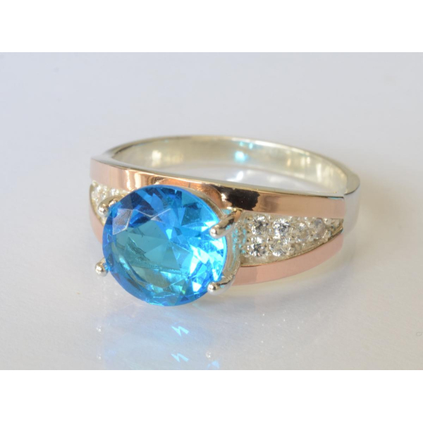 Серебряное кольцо с золотыми пластинами (026к)