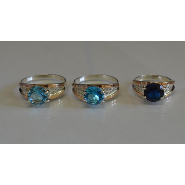 Серебряное кольцо с золотыми пластинами (026к)