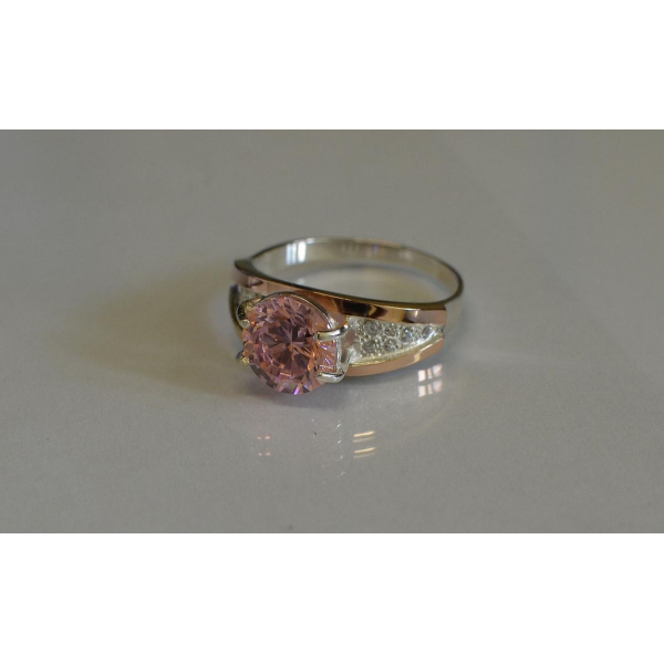 Серебряное кольцо с золотыми пластинами (026к)