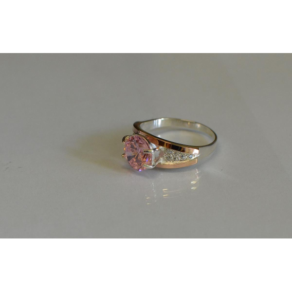 Серебряное кольцо с золотыми пластинами (026к)