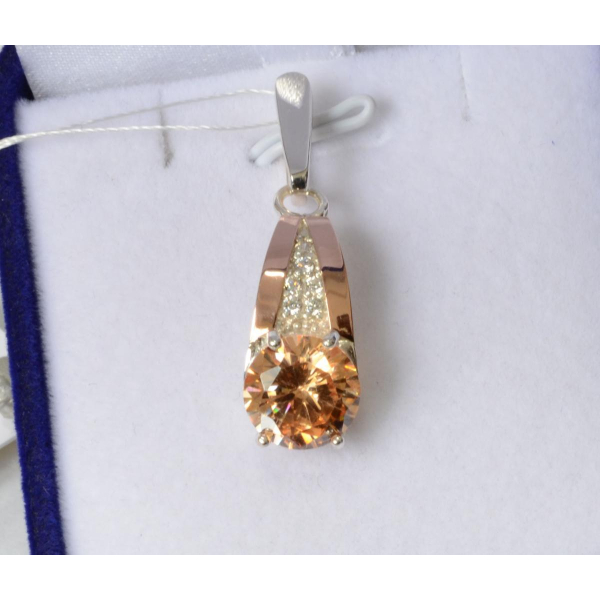 Серебряная подвеска с золотими вставками (026п)