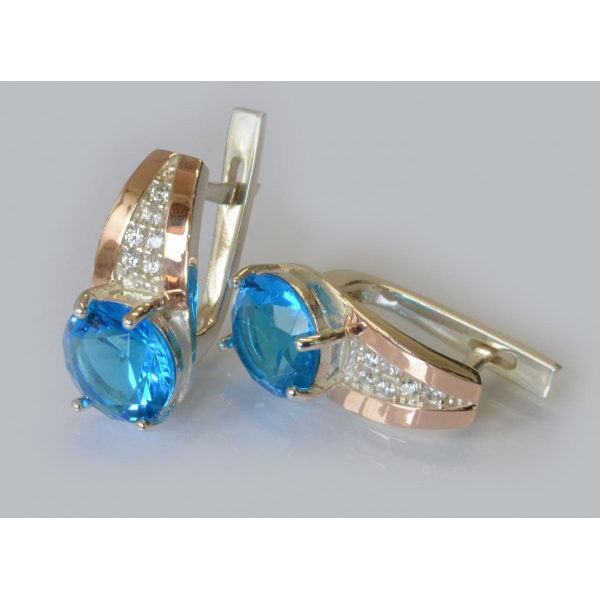 Серебряные серьги с золотыми вставками (026с)