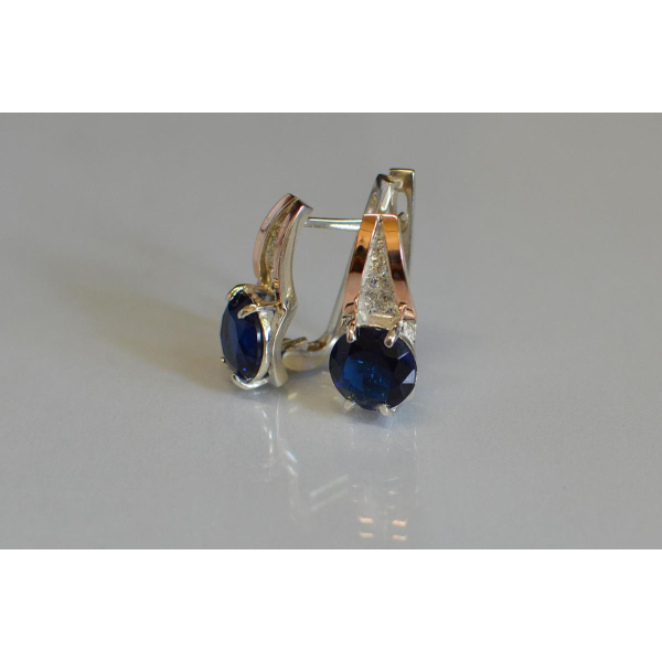 Серебряные серьги с золотыми вставками (026с)