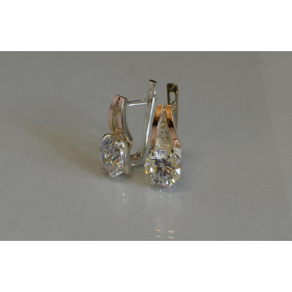 Серебряные серьги с золотыми вставками (026с)