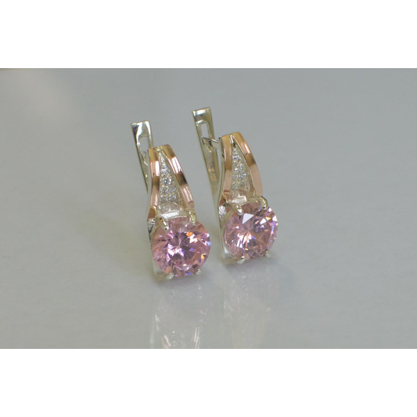 Серебряные серьги с золотыми вставками (026с)