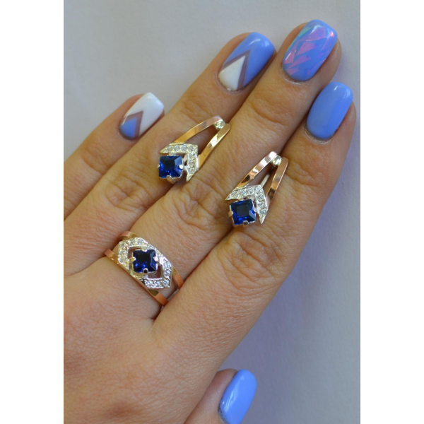 Серебряный комплект с пластинами из золота (027)