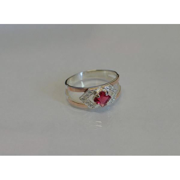 Серебряное кольцо с золотыми напайками (027к)