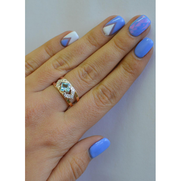 Серебряное кольцо с золотыми напайками (027к)