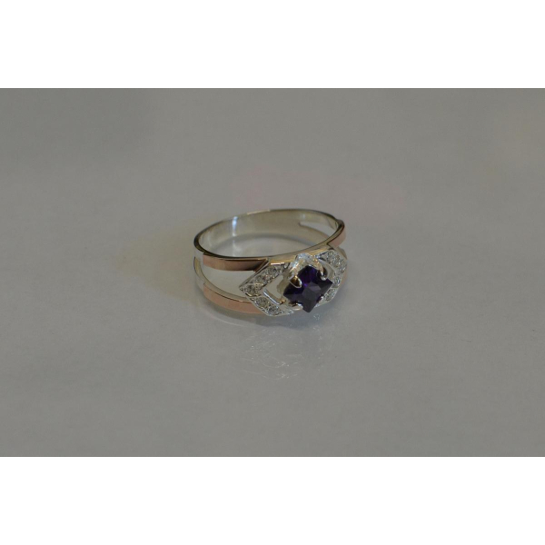 Серебряное кольцо с золотыми напайками (027к)