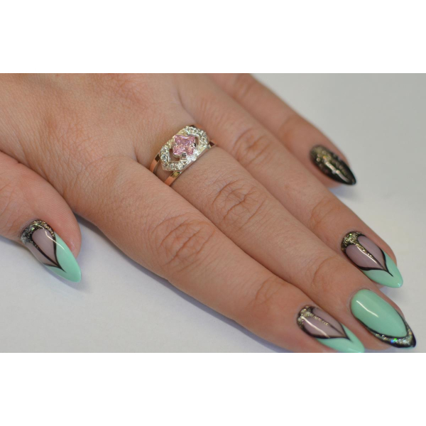 Серебряное кольцо с золотыми напайками (027к)