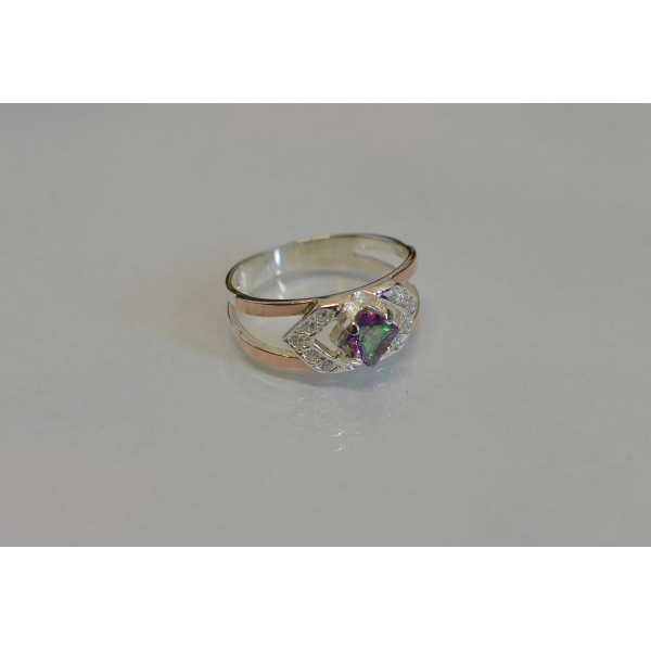 Серебряное кольцо с золотыми напайками (027к)