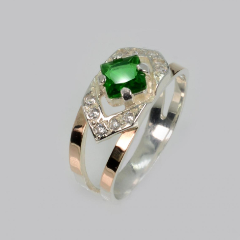 Серебряное кольцо с золотыми напайками