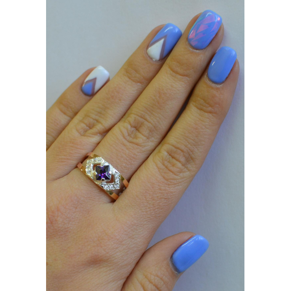 Серебряное кольцо с золотыми напайками (027к)