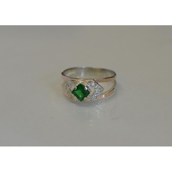 Серебряное кольцо с золотыми напайками (027к)