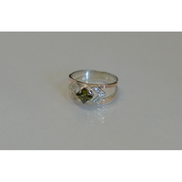 Серебряное кольцо с золотыми напайками (027к)