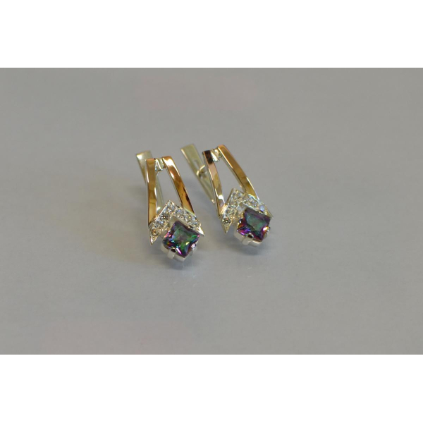 Серебряные серьги с золотыми пластинами (027с)